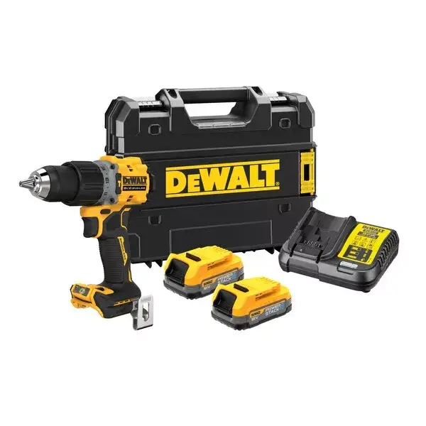 Perceuse visseuse percussion compacte XR brushless - DEWALT - avec 2 batteries 18V 1.7Ah - chargeur - TSTAK- DCD805E2T-QW