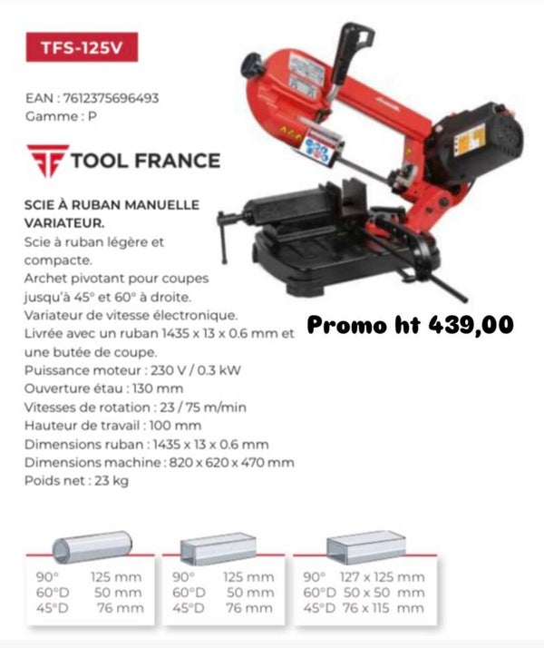 SCIE À RUBAN MANUELLE VARIATEUR.
