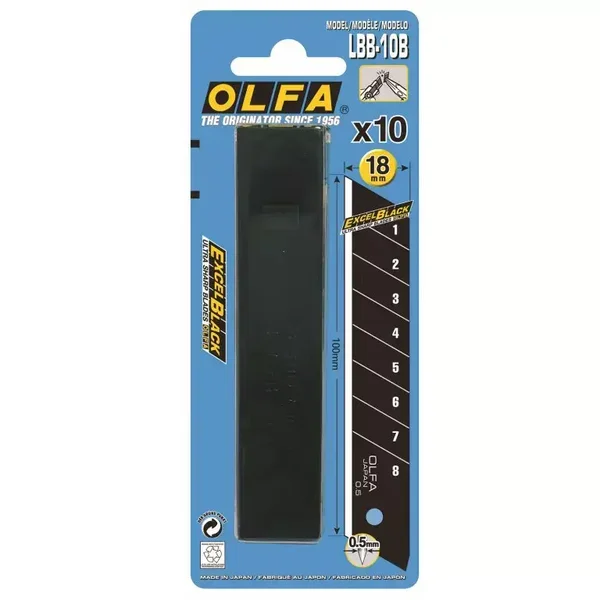 Etui de 10 lames de cutter sécables LBB-10B Excel Black 18 mm - CARPENTRAS SIGN - OL11659