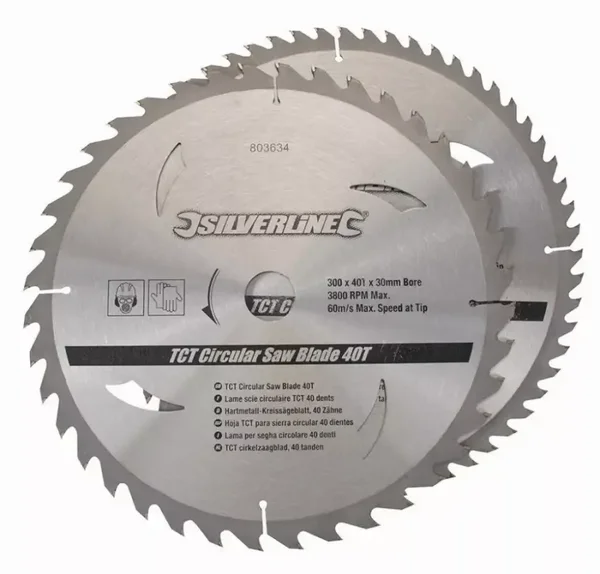 Lot de 2 lames SILVERLINE TCT Ø250 mm Alésage 30 mm - 40 et 60 dents - 991704