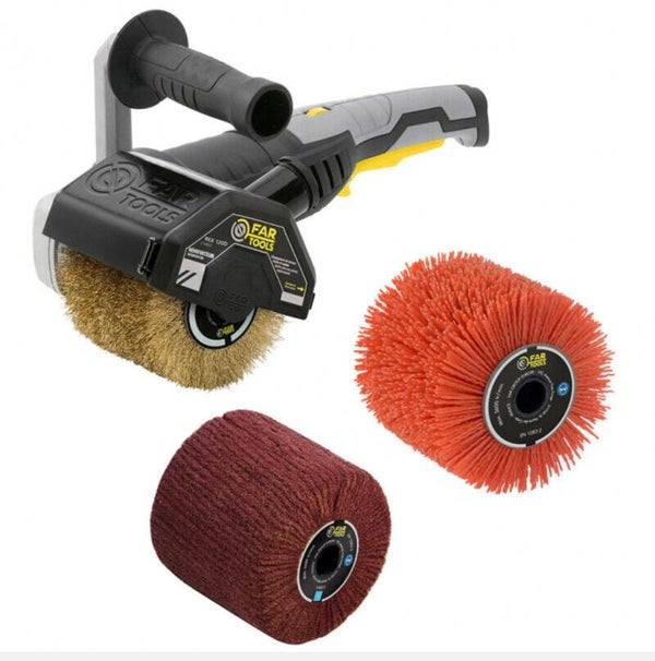 FARTOOLS Rénovateur extérieur 1300W REX 120D avec 3 brosses (laiton, nylon abrasif, fibre synthétique) FARTOOLS
