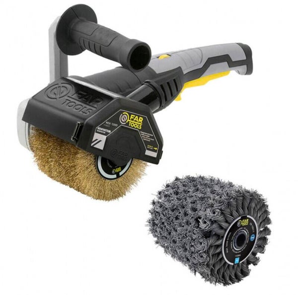 FARTOOLS  Rénovateur extérieur 1300W REX 120D avec 2 brosses (laiton, fil métal torsadé) @120x100mm FARTOOLS