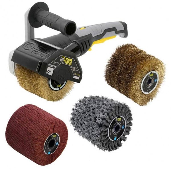 FARTOOLS  Rénovateur extérieur 1300W REX 120D avec 4 brosses (laiton, fibre synthétique, métal torsadé) FARTOOLS