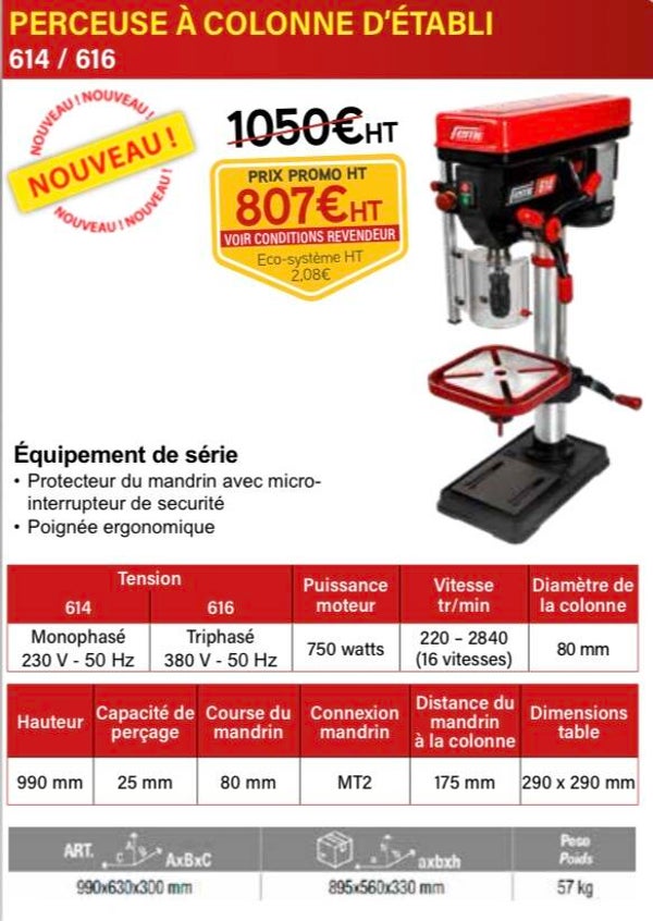 PERCEUSE À COLONNE D'ÉTABLI 614 / 616