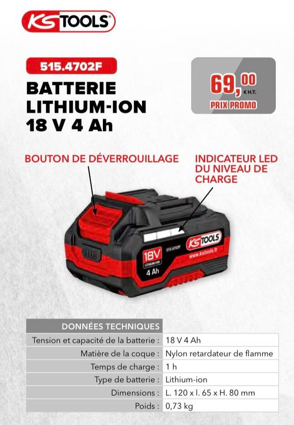 BATTERIE LITHIUM-ION 18 V 4 Ah