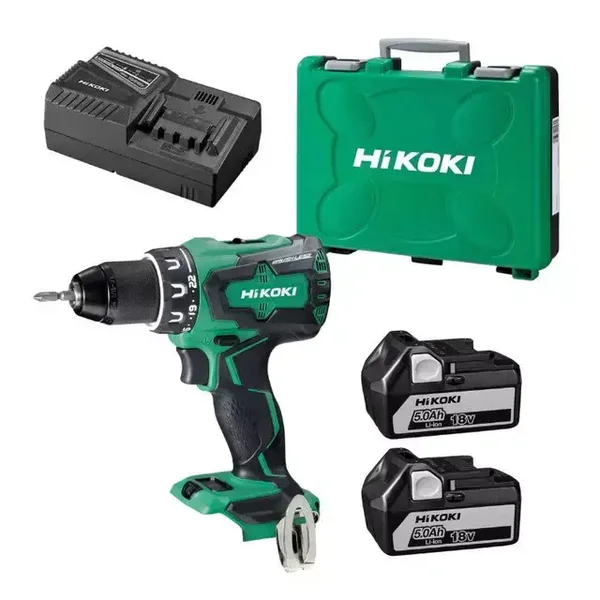 Perceuse à percussion 18V - HIKOKI - avec 2 batteries 18V 5.0Ah BSL1850MA + chargeur + coffret - DV18DEWJZ