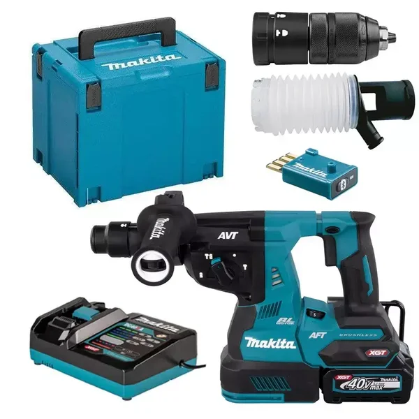 Perfo-burineur SDS-Plus 40 V max 28 mm - MAKITA - avec 1 batterie 40V 4.0Ah - chargeur - MakPac - HR002GM202