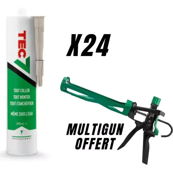 Lot colle-joint TEC7 - 24 cartouche 310ml blanc + Pistolet Multigun