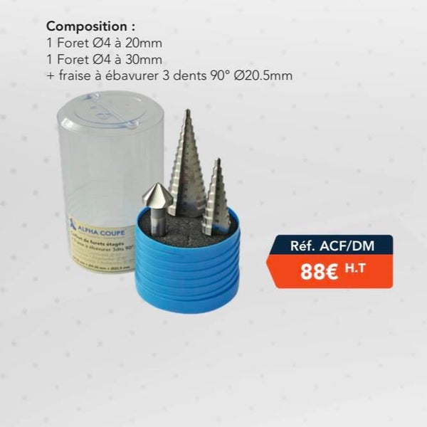 Coffret  2 forêts à étagés et 1 fraise à ébavurer