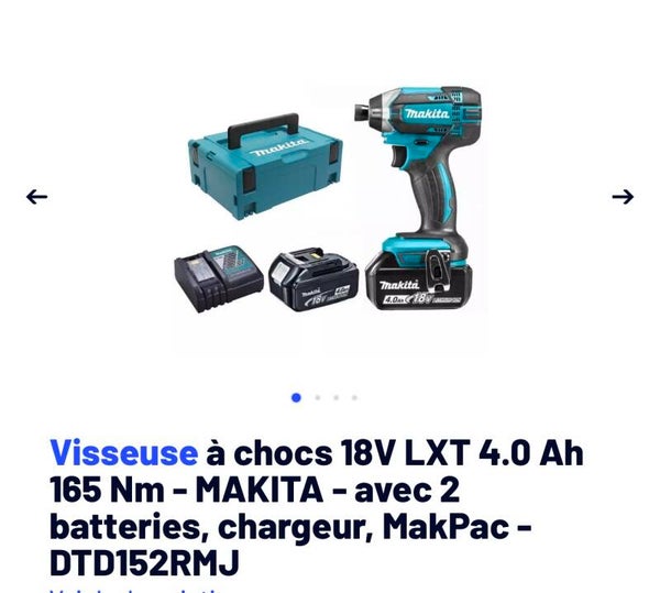 Visseuse à choc Makita 2 batteries 18v 4Ah chargeur rapide coffret