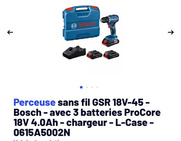 Perceuse visseuse 18v Bosch + 3 batteries chargeurs