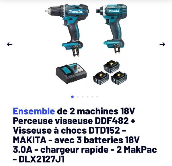Ensemble perceuse + visseuse Makita le plus vendu