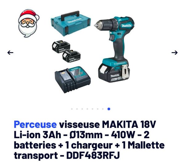 Perceuse visseuse Makita 18v 3Ah  2 batteries chargeur malette