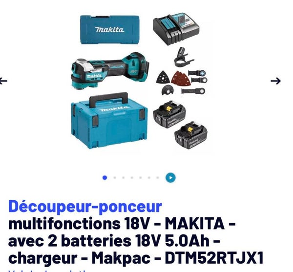 Ponceur decoupeur Makita le plus performant de tous livré complet 2batteries 5Ah chargeur coffret + accessoires