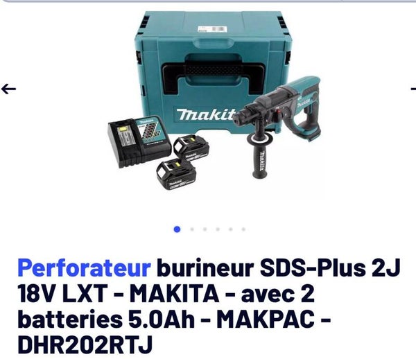 Perforateur burineur 18 v Makita livré complet 2batt chargeur coffret le plus robuste de ça catégorie