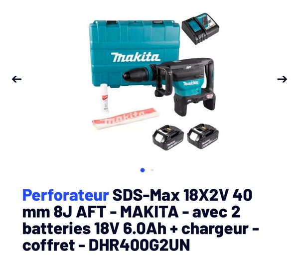 Perforateur SDS MAX 36v (2fois 18v) Makita livré complet 2 batt 18v 6Ah chargeur coffret un monstre de puissance