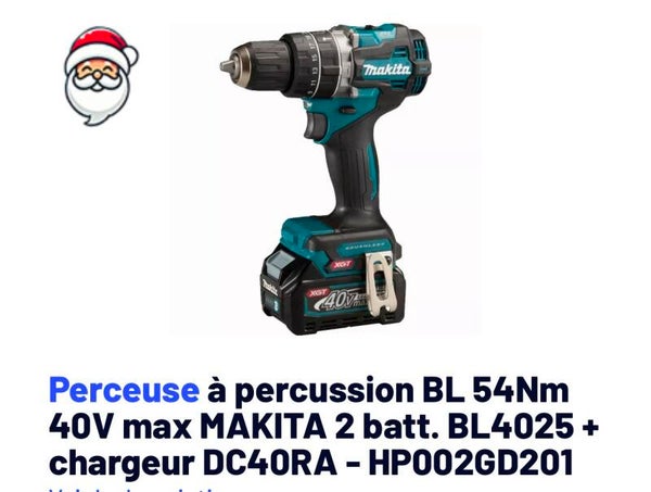 Perceuse visseuse Makita 40v 2batt 40v 2.5Ah chargeur 40v coffret