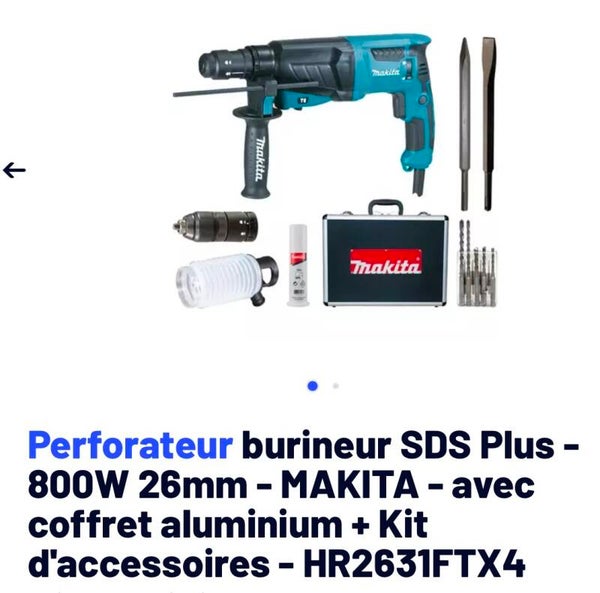 Perforateur burineur Sds+ Makita avec accessoires et coffret Alu