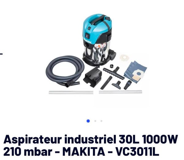 Aspirateur industriel 30L 1000W 210 mbar - MAKITA - VC3011L
