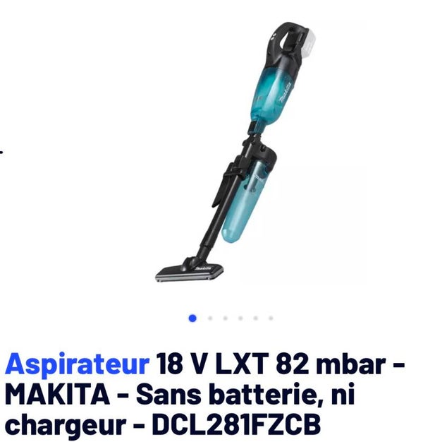 Aspirateur 18 V LXT 82 mbar - MAKITA - Sans batterie, ni chargeur - DCL281FZCB