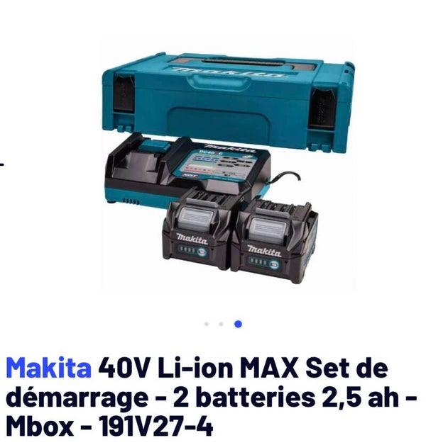 Makita 40V Li-ion MAX Set de démarrage - 2 batteries 2,5 ah - Mbox - 191V27-4