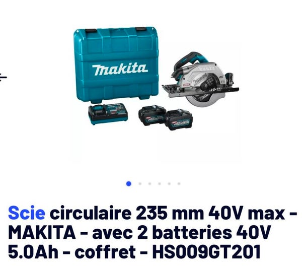 Scie circulaire 235 mm 40V max - MAKITA - avec 2 batteries 40V 5.0Ah - coffret - HS009GT201