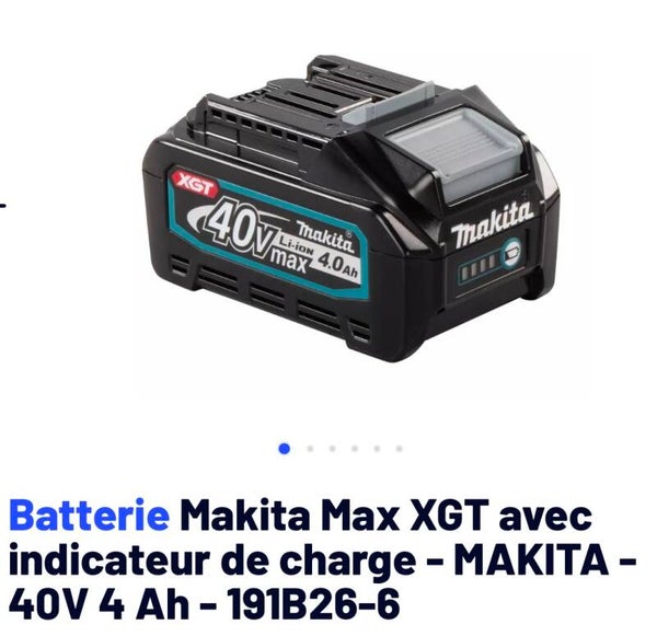 Batterie Makita Max XGT avec indicateur de charge - MAKITA - 40V 4 Ah - 191B26-6