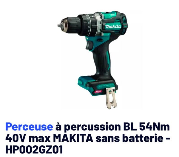 Perceuse à percussion BL 54Nm 40V max MAKITA sans batterie - HP002GZ01