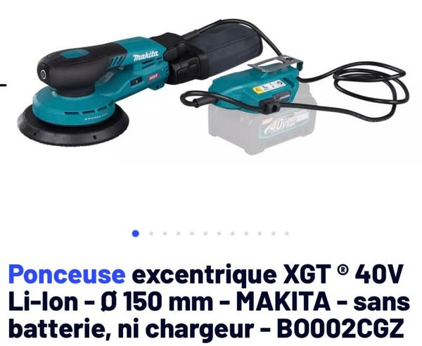 Ponceuse excentrique XGT ® 40V Li-Ion - Ø 150 mm - MAKITA - sans batterie, ni chargeur - BO002CGZ