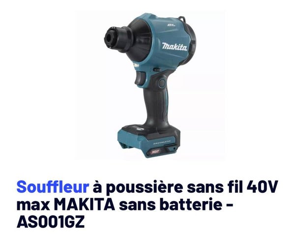 Souffleur à poussière sans fil 40V max MAKITA sans batterie - AS001GZ