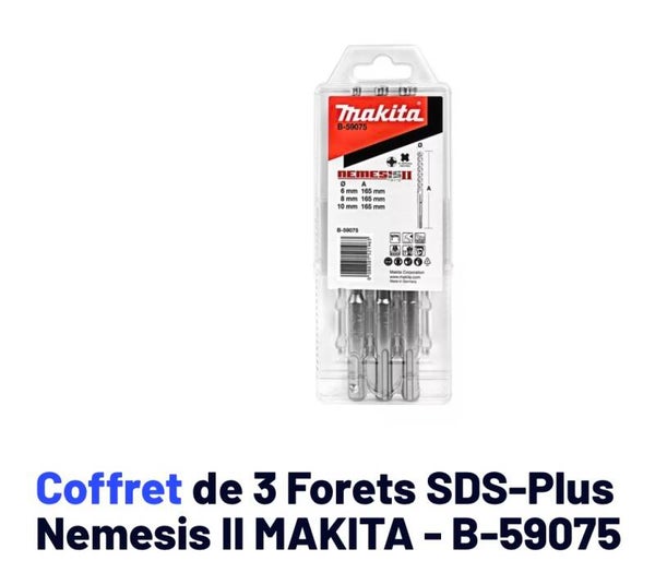 Coffret de 3 Forets SDS-Plus Nemesis II MAKITA - B-59075