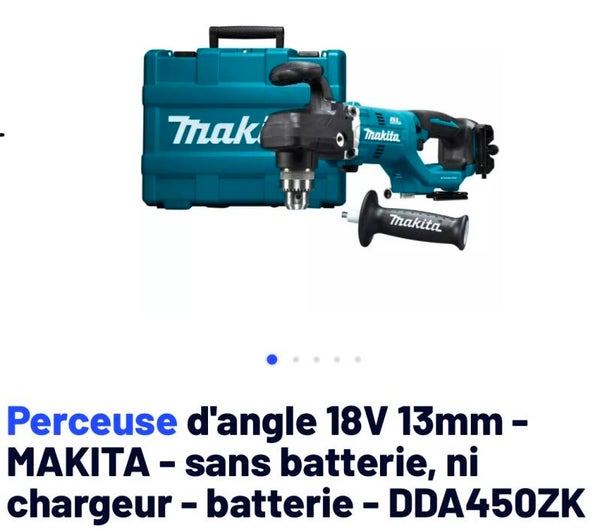 Perceuse d'angle 18V 13mm - MAKITA - sans batterie, ni chargeur - batterie - DDA450ZK