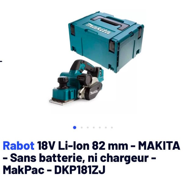 Rabot 18V Li-Ion 82 mm - MAKITA - Sans batterie, ni chargeur - MakPac - DKP181ZJ