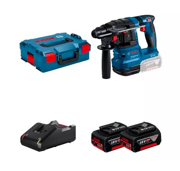 Perforateur SDS-Plus GBH 18V-22 + 2 batteries GBA 18V 4 Ah + 1 chargeur GAL 18V-40 - BOSCH - 611924002