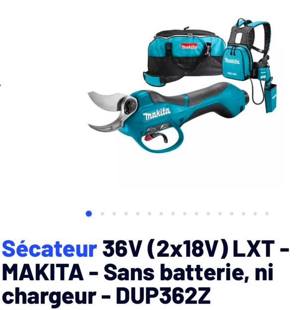 Sécateur 36V (2x18V) LXT - MAKITA - Sans batterie, ni chargeur - DUP362Z