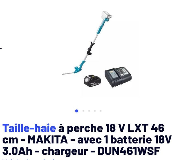 Taille-haie à perche 18 V LXT 46 cm - MAKITA - avec 1 batterie 18V 3.0Ah - chargeur - DUN461WSF