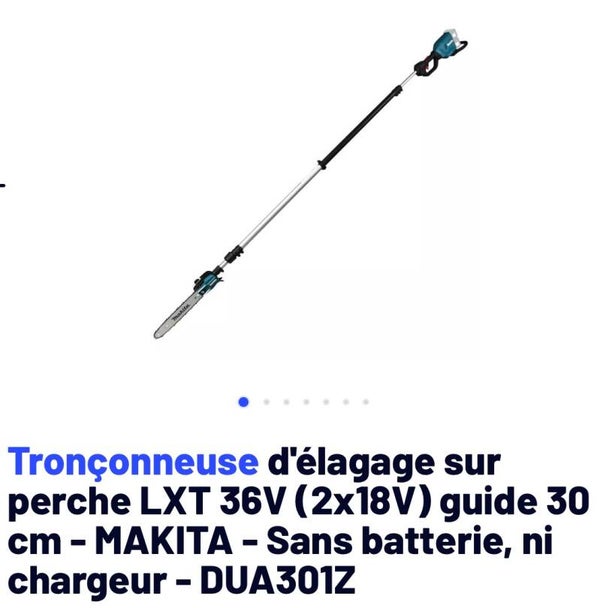Tronçonneuse d'élagage sur perche LXT 36V (2x18V) guide 30 cm - MAKITA - Sans batterie, ni chargeur - DUA301Z