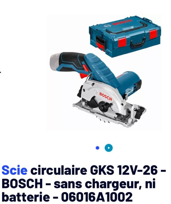 Scie circulaire GKS 12V-26 - BOSCH - sans chargeur, ni batterie - 06016A1002