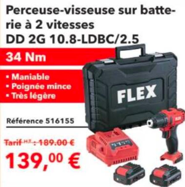 Perceuse-visseuse sur batterie à 2 vitesses DD 2G 10.8-LDBC/2.5