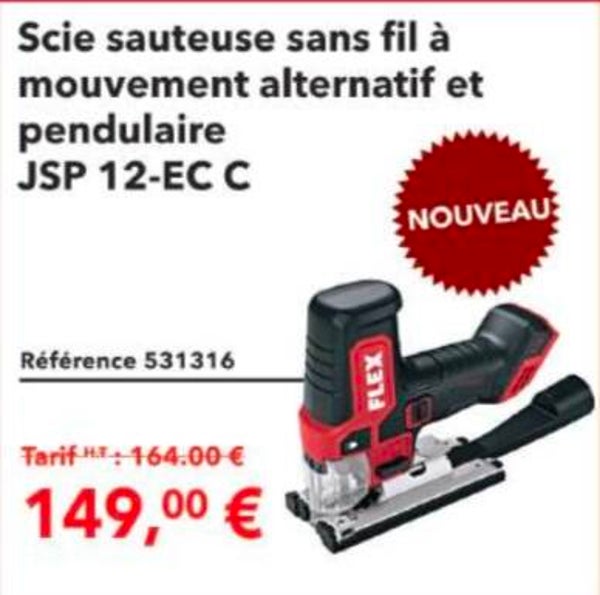 Scie sauteuse 12v mouvement alternatif JSP 12 EC C