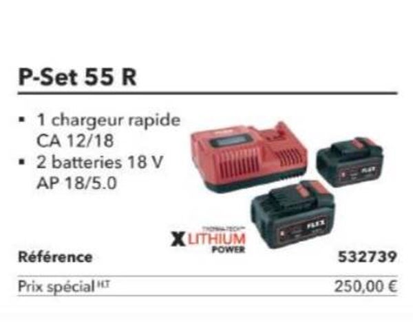 P-Set 55 R • 1 chargeur rapide СА 12/18 • 2 batteries 18 V AP 18/5.0