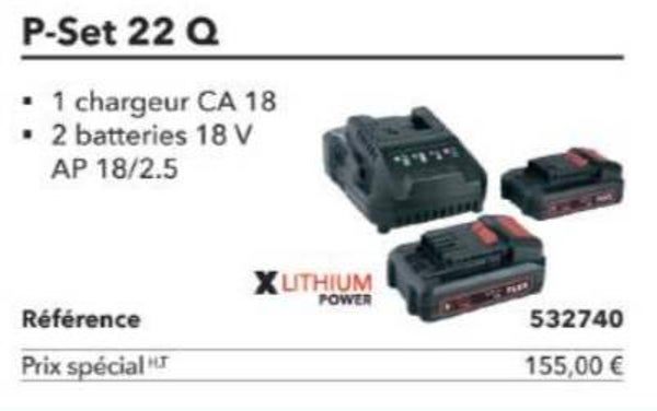 1 chargeur CA 18 • 2 batteries 18 V AP 18/2.5