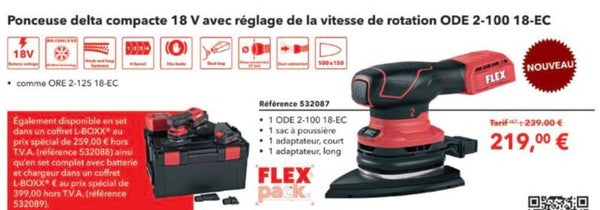 Ponceuse delta compacte 18 V avec réglage de la vitesse de rotation