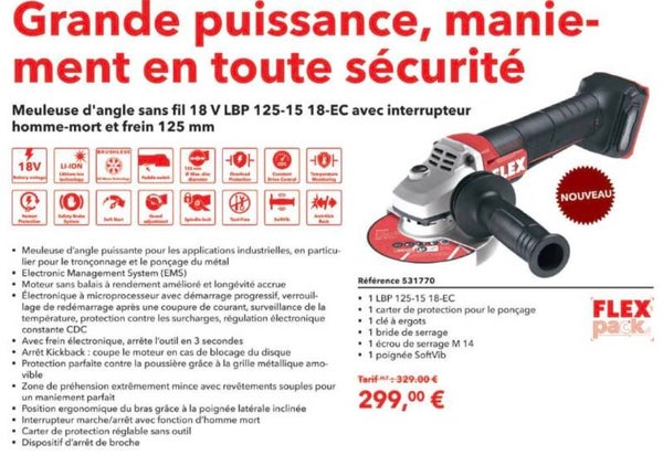 Meuleuse d'angle sans fil 18 V LBP 125-15 18-EC