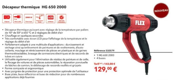 Décapeur thermique HG 650 2000  220volts