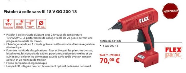 Pistolet à colle sans fil 18 V GG 200 18