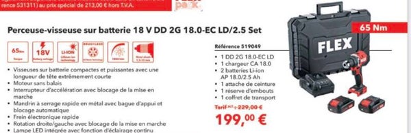 Perceuse-visseuse sur batterie 18 V DD 2G 18.0-EC LD/2.5 Set