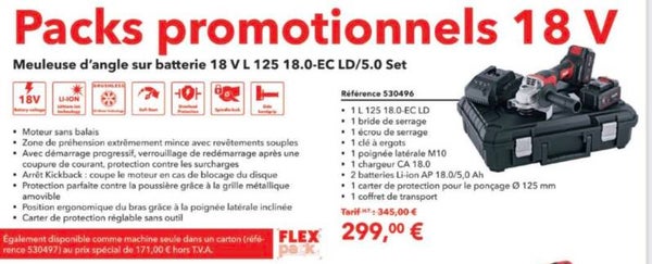 Meuleuse d'angle sur batterie 18 V L 125 18.0-EC LD/5.0 Set 18V