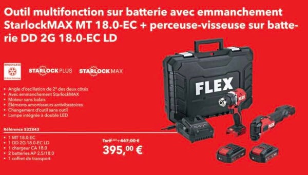 Outil multifonction sur batterie avec emmanchement StarlockMAX MT 18.0-EC + perceuse-visseuse sur batterie DD 2G 18.0-EC LD