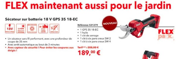 Sécateur sur batterie 18 V GPS 35 18-EC